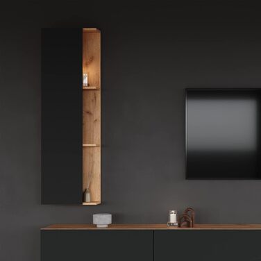 Вузька шафа для ванної Planetmöbel LUX 30x75x32 см, золота дуб/антрацит, бокова шафа для ванної кімнати