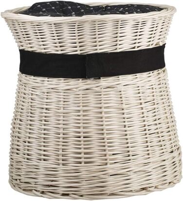 Кругла котяча хатинка e-wicker24 з плетеної лози, двоярусна, з подушкою та стрічкою, котячий оазис (кремовий/чорний)