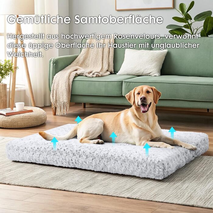 М'яке ортопедичне ліжко для собак Homaxy, великих порід, 120x74x10 см, біле. Зручна, з антиковзним покриттям, легко миється.