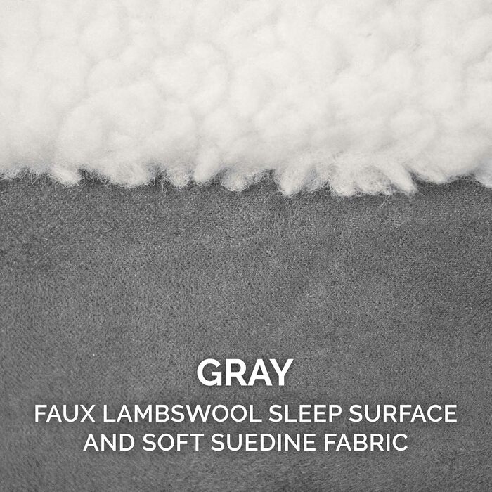 Крісло-ліжко для собак Furhaven, з гелевим охолодженням, кругле, для великих собак, знімний та пральний чохол, до 36,3 кг, Sherpa та замша, 111,8 см, імітація овечої шкури та замша, сірий, 112 x 112 x 8 см, гелевий пінопласт