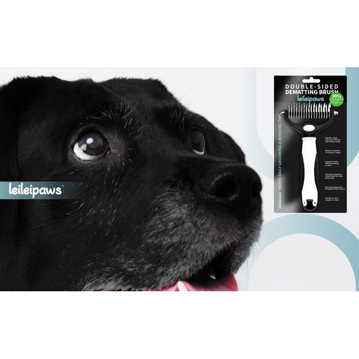 Щітка для собак та котів - двостороння щітка для видалення підшерстка та вичісування, 17/9 зубців, ручка Pinguin, для довгої та короткої шерсті, м'який догляд за шерстю та видалення підшерстка