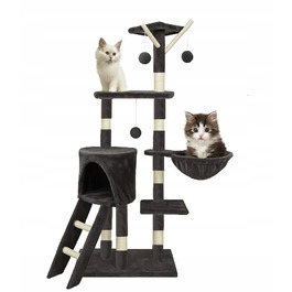 Ігровий комплекс для котів: дерево-драпалка з будиночком та лежаком, 138 см, F014
