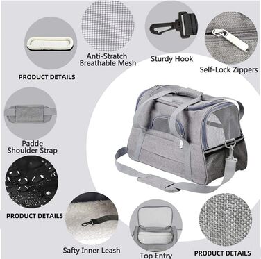 Рюкзак-переноска для тварин JOINPAYA: дихаючий матеріал, сітчасте вікно, регульований ремінь, універсальна сумка для собак та котів на подорожі, кемпінг та прогулянки