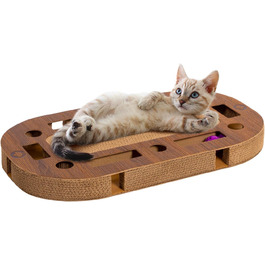 Інтерактивний ігровий майданчик для котів CanadianCat PlayPlate 65x35x5,8 см з інтегрованим картонним кігтеточкою, дерев'яний дизайн