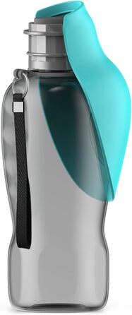 Водяна пляшка для собак Kalimdor: витокозахисна, портативна, 765 мл, блакитна. З мискою для корму, ідеально для прогулянок, подорожей.