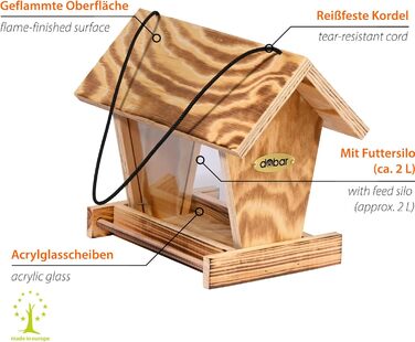 Підвісна годівниця для птахів dobar Llama, дерев'яна, обпалена, 26x15x21 см