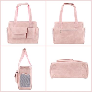 Сучасна переноска для тварин з шкіри, схвалена авіаперевізниками, рожева