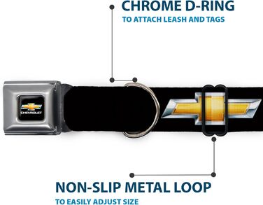 Комір для собак Buckle Down Chevrolet, регульований, 22,9–38,1 см, чорний/золотий, повноколірний друк
