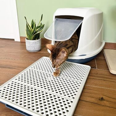 Килимок для котячого туалету PATAM з антиковзким ситом, сито для свинячого сита, 46 см x 36 см x 3 см, Made in Italy – (Champion Blau)