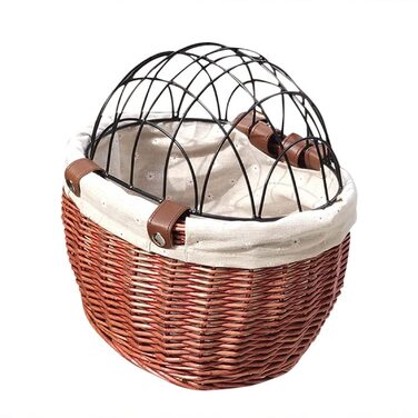 Фарбований плетіний кошик для тварин на велосипед Yeehliny, коричневий, з металевим покриттям, знімний, для собак та котів