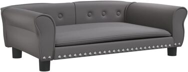 Софа для собак Festnight, ліжко для маленьких собак і котів, диван для домашніх тварин, крісло для котів, подушка для собак, ліжко для собак, подушка для котів, штучна шкіра, сірий, 95x55x30 см