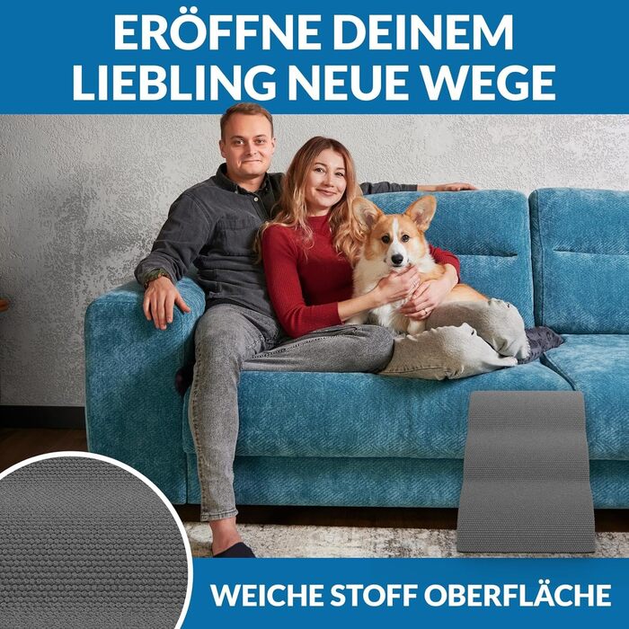 Сходинка для собак Nuraya: 3 сходинки, 40 см, з антиковзким покриттям. Підходить для маленьких собак та котів. Зручна для доступу до диванів та ліжок. Легко миється.