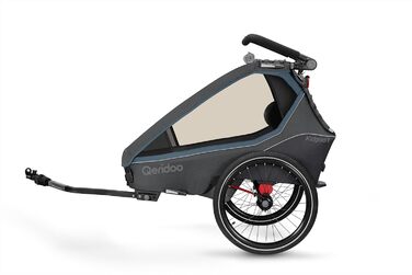 Qeridoo Kidgoo 1 Navy Blue - Причіп для велосипеда, прогулянковий візок для дітей, тренажер для ходьби, 38л, з амортизацією та ARS