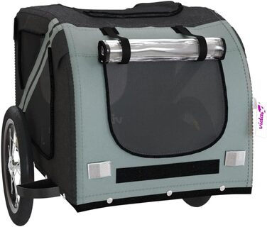 Причіп для велосипеда для собак, котів чорного та сірого кольорів, Oxford-тканина та метал