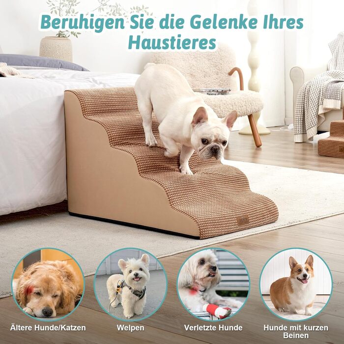 Сходинки для собак широкі (світло-коричневі, 83x50x57 см, 5.0)