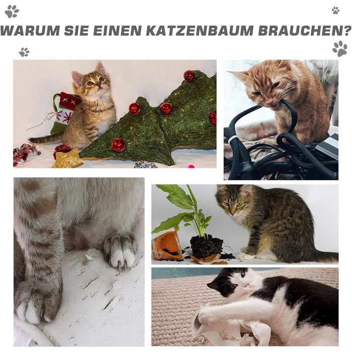 Дерево для котів PawHut з гамаком, когтеточкою та іграшкою, сірого кольору, 40x40x72 см