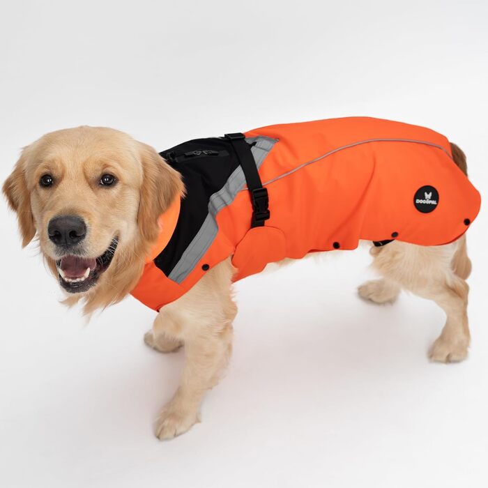 Водонепроникний дощовик для собак з винімним флісовим підкладкою, розмір L, помаранчевий