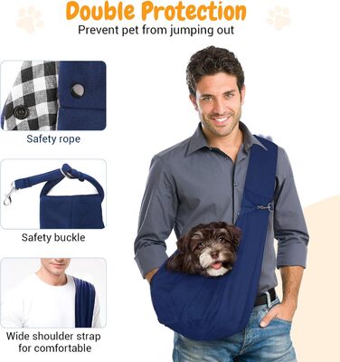 Сумка-переноска для собак Lyneun 6 кг, дихаюча, регульована, для прогулянок та подорожей (Морська блакить)