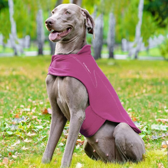 Тепла куртка VIVAGLORY для собак Cozywrap Wintermantel, флісова куртка для собак з клямками, регульована, світловідбиваюча, розмір S/XL (Fuchsia, обхват грудей 79-94 см)