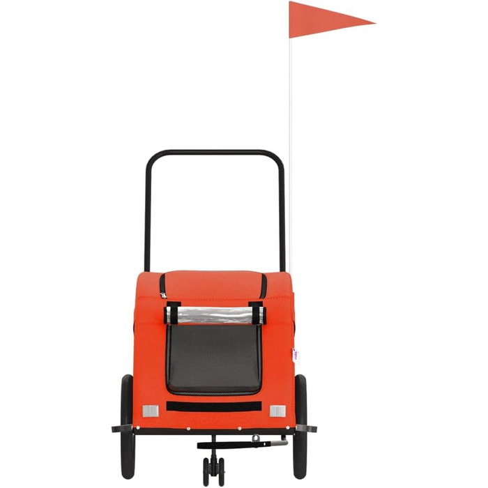 Фургон для собак VidaXL - переносний, з прапором та світловідбивачами, до 45 кг, Oxford-Gewebe, 63.5 x 124.5 x 66 см, Оранжевий