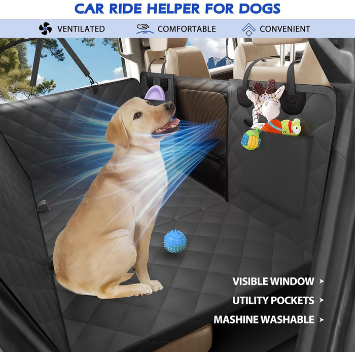 Подовжувач для заднього сидіння вантажівки XL для собак, жорстка основа, чохол на сидіння для собак, водонепроникний, гамак для собак у вантажівці, повний розмір, чохли для сидінь для домашніх тварин Crew Cab F150, RAM1500, Sierra, Tundra, Чорний 59'Lx28.