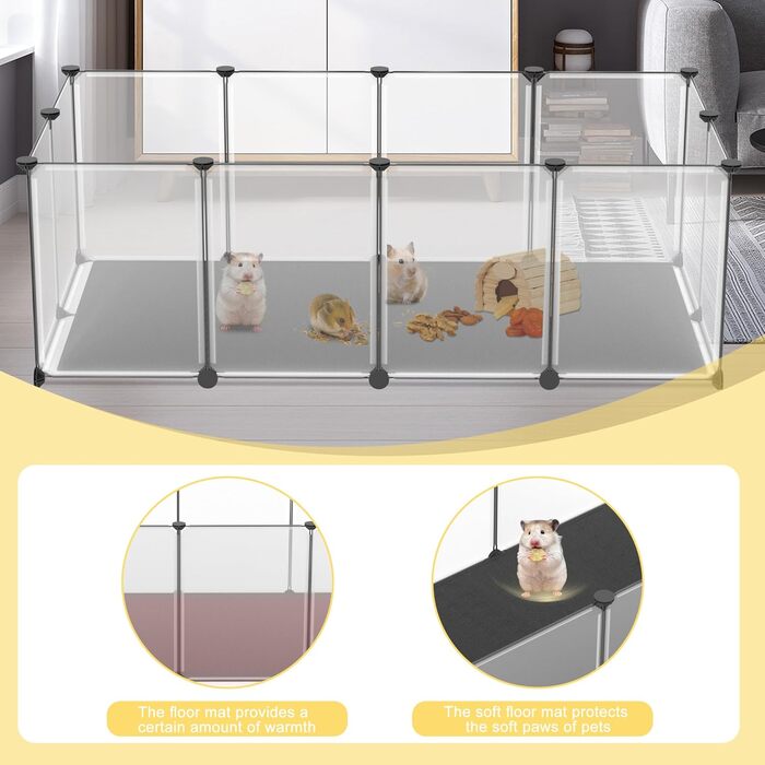 Вільного вигулу для дрібних тварин та цуценят: набір 12 шт. з піддонами та водонепроникним килимком, 143×73×46 см. Модульний вольєр для собак, кроликів та інших дрібних тварин