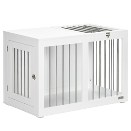 PawHut Dog Cage Клітка для середніх собак 80 x 50 x 56.5 см з дверима та функцією транспортування в білому кольорі