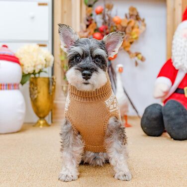 Теплий зимовий пуловер для собак та котів Bingpet з мотивом сніжинок, бежевий (L)