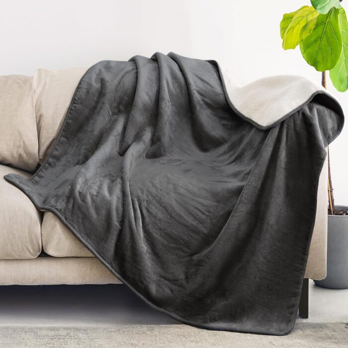 Водонепроникний коврик Dreamzie для собак 127x152 см - для дивана та ліжка - з Sherpa Fleece - миючий - темно-сірий