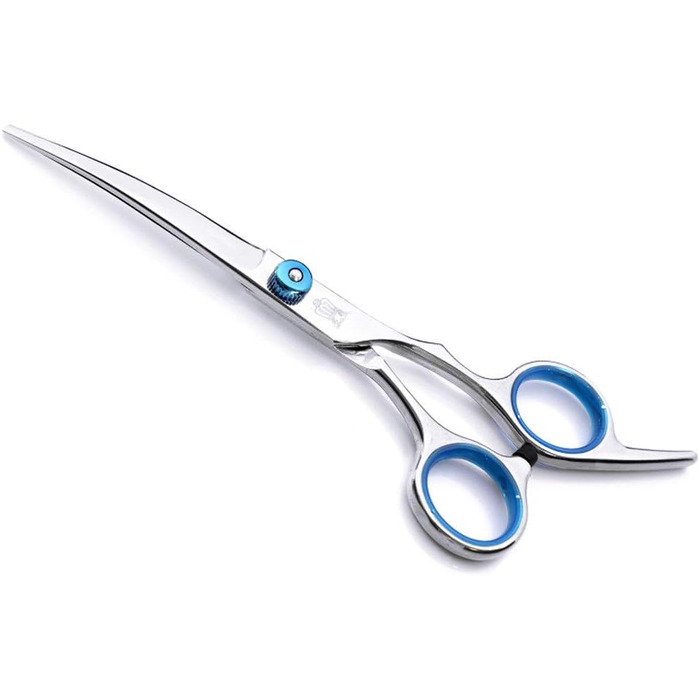 Набір професійних ножиць для грумінгу собак та котів Fellscheren 6 Zoll (15 см) – прямі та зігнуті леза, нержавіюча сталь, блакитний колір