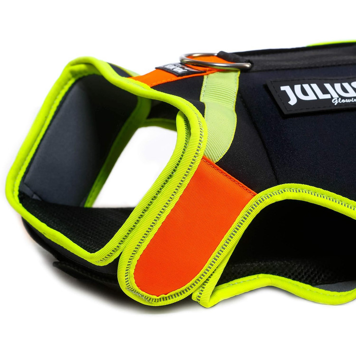 Julius-K9 IDC Мультифункціональний жилет для собак 3в1, розмір L, чорний та UV-помаранчевий