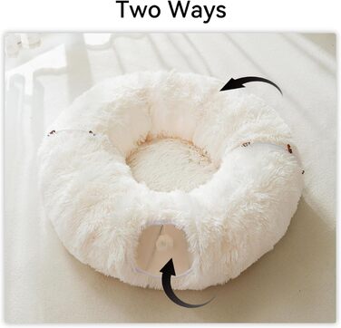 Тунель-лежанка для котів HIPIPET з плюшу, білий/«Оксамитовий сад» - іграшка для дому