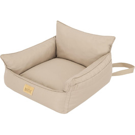 Автокрісло для собак, переноска для собак, лежанка для собак, переноски для тварин, для заднього сидіння, ковдра для собак, лежанка для собак, лежанка для котів, для маленьких собак (57x55x30 см), бежевий колір