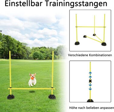 Набір пружинних стрибків YRHome для агіліті та координації - 15 стрибків, 10 підставок, 10 кліпсів (жовтий)