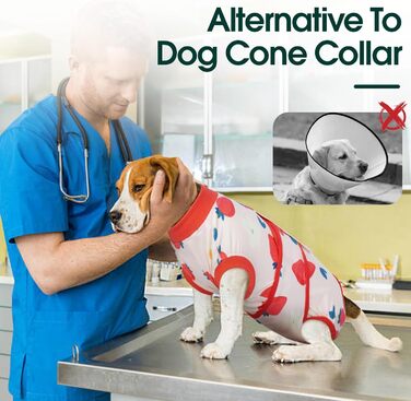 Куртка для собак після кастрації Kuoser - дихаючий боді для собак та котів - захисний костюм від облизування - альтернатива електронного нашийника після операції, XS(Зворот:21-28см;Груди:32-40см), Червоний