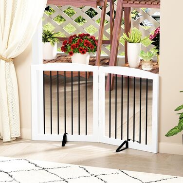 Гілка для собак HOLTICO: захисний бар'єр без свердління, металевий, дерев'яний, для дому, складна, білий, 3 панелі