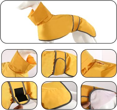 Жаропрочний дощовик для породисті собаки Віндгаунд (M, жовтий) - водонепроникний, легкий, для літа та зими