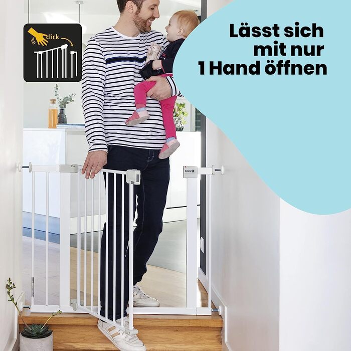 Захисні ворота для дітей Safety 1st Auto Close – автоматичне закривання, без свердління, 73–80 см (розширюється до 136 см), двостороння фіксація, білий метал
