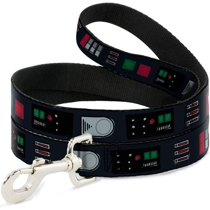 Повідок для собак Buckle-Down Star Wars з дизайном пояса Дарта Вейдера, чорний/сірий/червоний, 120 см, 3,8 см