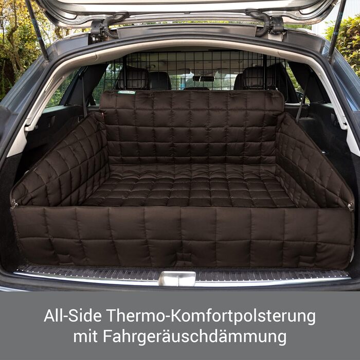Захист для багажника Dr. Bark з підкладкою та захистом краю вантажного отвору, універсальний, бавовняна тканина, миючий, гігієнічний, 90x110 см, коричневий