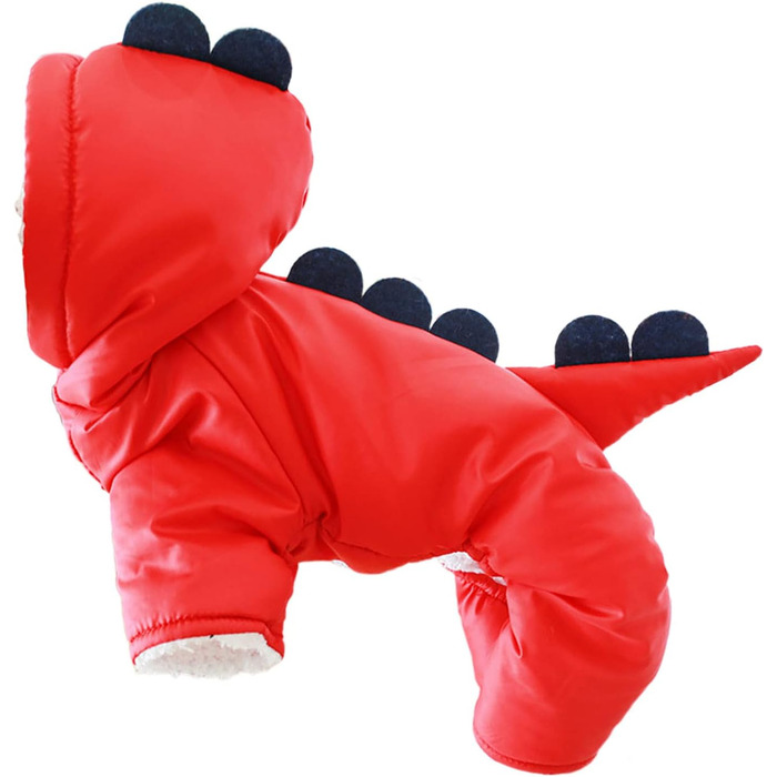 Теплий зимовий костюм для собак у вигляді динозавра (червоний, XS)