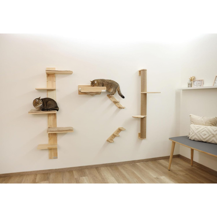 Котяча драбинка Kerbl з натуральної деревини, 38x16,5 см, для стіни, з джутом, для котів, макс. 6 кг