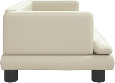 Крісло-ліжко для собак, м'яке лежанка для тварин, диванчик для маленьких собак та котів, штучна шкіра, 80 x 45 x 30 см, кремовий колір