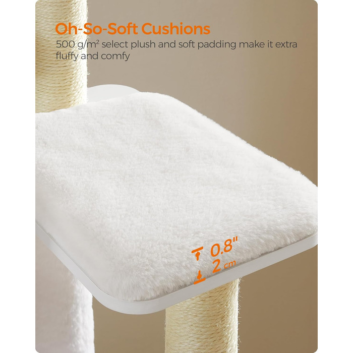 Кігтеточка Feandrea WoodyWonders для котів, багатоярусна, сіра, з подушками, 22.8 x 15.7 x 65 см