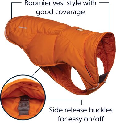 Ruffwear Quinzee утеплена зимова куртка для собак, розмір L, помаранчева, пакується