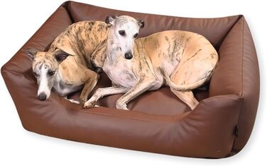 Водонепроникне ліжко для собак 4L Textil Mario з штучної шкіри, корзина для собак, ліжко для великих і середніх собак, собаче ліжко XXL (120x90 см, Коричневе)