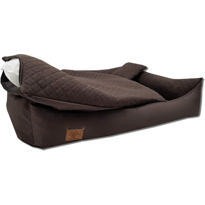 Ліжко для собак Одолплюс XXL - велике собаче ліжко, подушка для собак, собаче диванче з двостороннім матрацом | Знімний та пральний чохол (Коричневий)