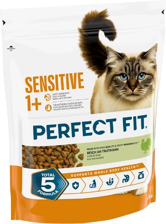 Сухий корм для дорослих котів Perfect Fit Sensitive 1+ з індичкою, 7 кг