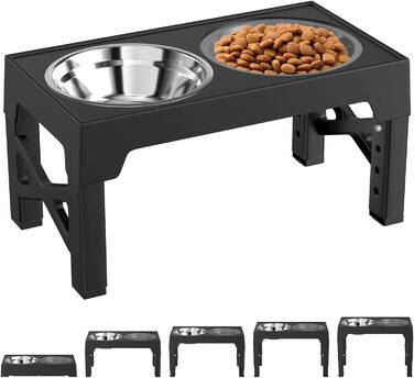 Підвищена годівниця для собак Crynvor, миска для корму та води, регульована по висоті, 5 положень, складана, для середніх та великих собак
