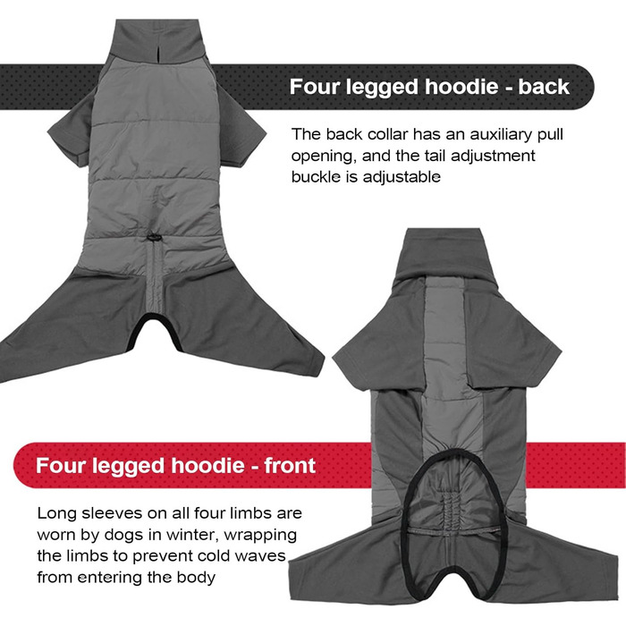 Зимовий теплий одяг для собак - теплий зимовий одяг з високим коміром, регульований, для малих, середніх та великих собак, для прогулянок, походів, кемпінгу (Сірий M)